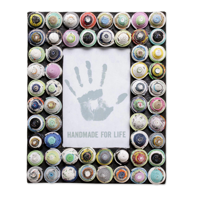 4x6 Recycled Paper Photo Frame with Circle Motifs from Bali