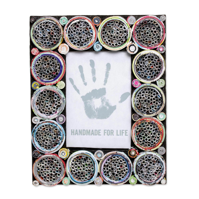 4x6 Recycled Paper Circle Motif Photo Frame from Bali