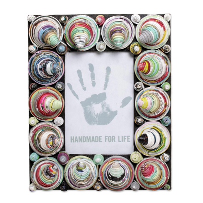 4x6 Recycled Paper Multicolored Cone Photo Frame from Bali