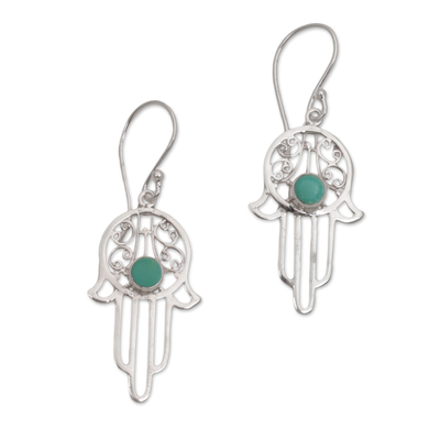 Reconstituted Turquoise Sterling Silver Hamsa Hand Earrings