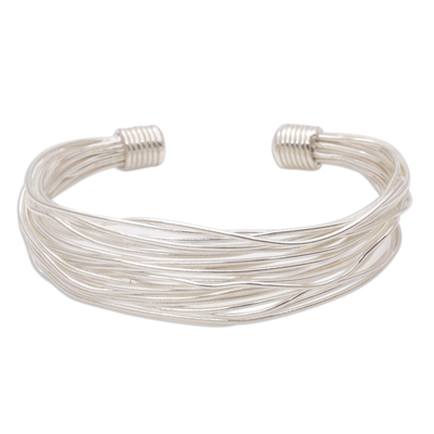 Sterling Silver Wrapped Wire Bracelet Handcrafted in Bali