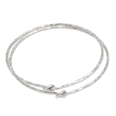 Pair of 925 Sterling Silver Bangle Bracelets from Bali