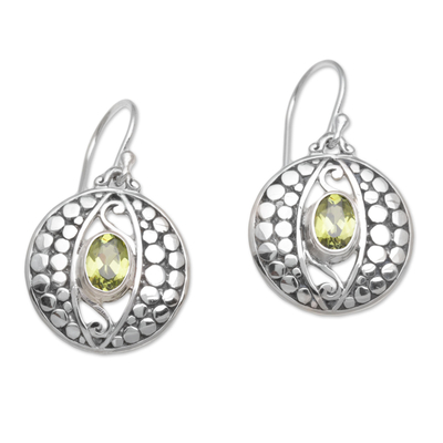 Peridot and Sterling Silver Dot Motif Earrings from Bali