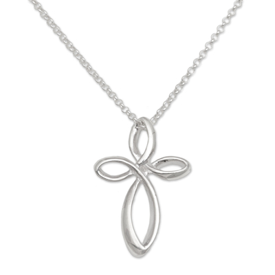 925 Sterling Silver Cross Pendant Necklace from Bali