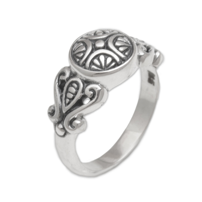 Handcrafted Sterling Silver Round Cocktail Ring from Bali
