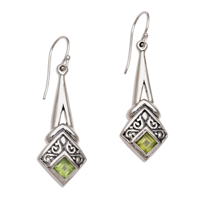 Peridot and Sterling Silver Dangle Earrings from Indonesia