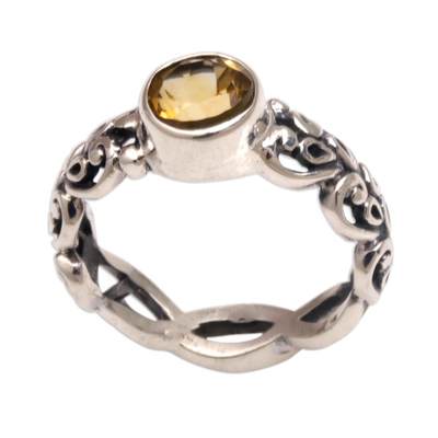 Citrine and Sterling Silver Single-Stone Ring from Bali