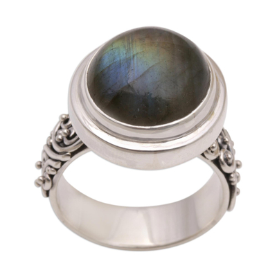 Labradorite and Sterling Silver Dome Ring from Bali