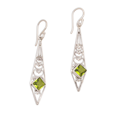 Peridot and Sterling Silver Dangle Earrings from Bali