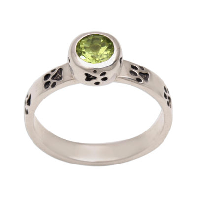 Peridot and Sterling Silver Single Stone Ring from Bali