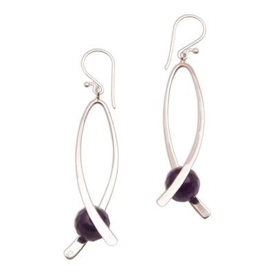 Amethyst and Sterling Silver Dangle Earrings from Bali
