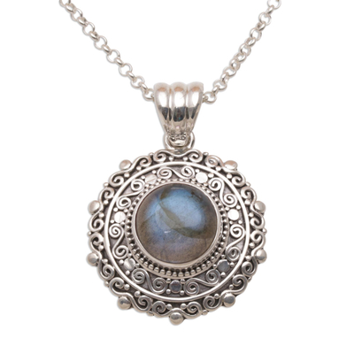 Labradorite and Sterling Silver Pendant Necklace from Bali