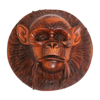 Handcrafted Suar Wood Chimpanzee Mask from Bali