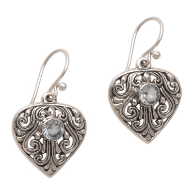 Handmade Sterling Silver and Blue Topaz Dangle Earrings