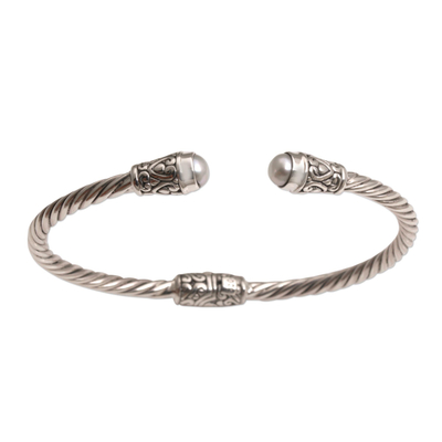 Cultured Pearl and Sterling Silver Cuff Bracelet from Bali