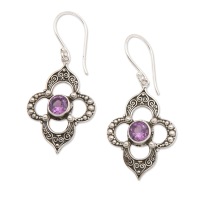 Handcrafted Amethyst Birthstone Dangle Earrings by Novica