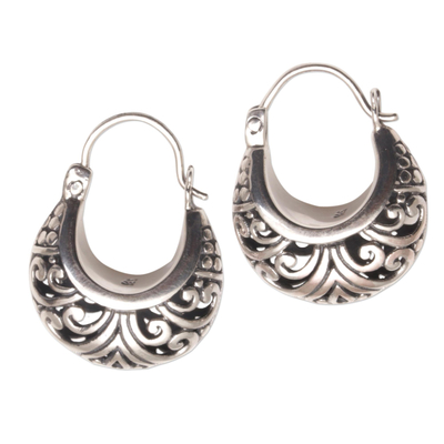 Sterling Silver Swirling Hoop Earrings from Bali