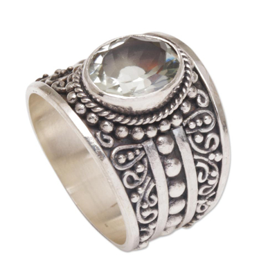 Prasiolite and Sterling Silver Single Stone Ring from Bali
