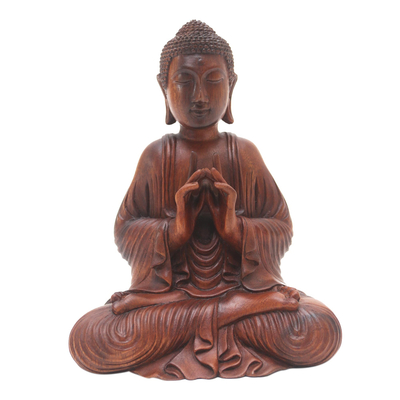 Handcrafted Suar Wood Buddha Sculpture from Bali
