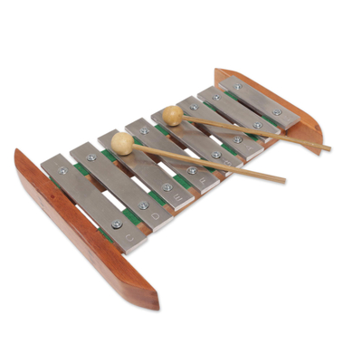 Handmade Teak Wood and Stainless Steel Xylophone from Bali