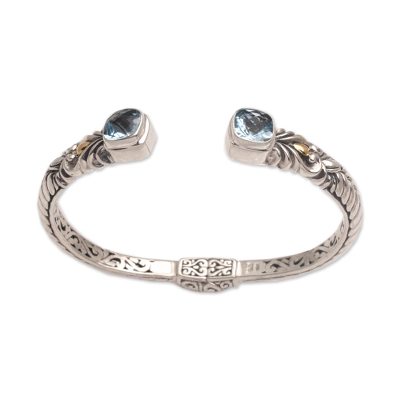 18k Gold Accent Blue Topaz Cuff Bracelet from Bali