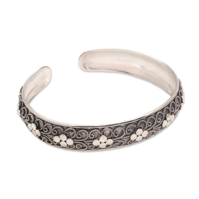 Sterling Silver Rope Motif Cuff Bracelet from Bali