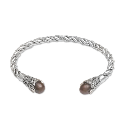 Brown Cultured Pearl Cuff Bracelet from Bali