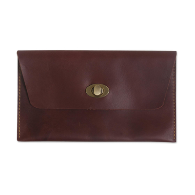 Dark Brown Leather Minimalist Clutch Wallet