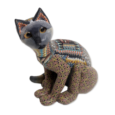 Handcrafted Polymer Clay Sculpture of a Cat from Bali