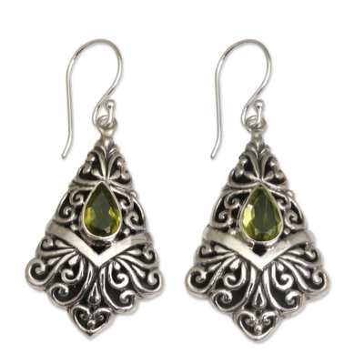 Peridot Dangle Earrings in Sterling Silver Settings