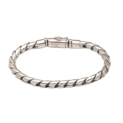 High-Polish Sterling Silver Chain Bracelet form Bali