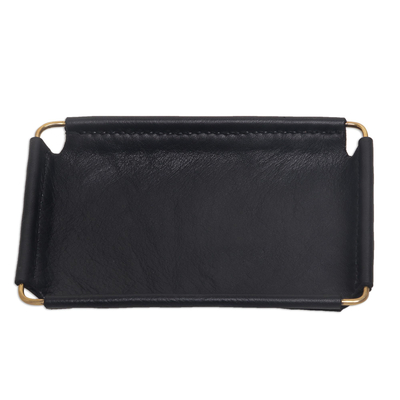 Javanese Handcrafted 6.5 Inch Black Leather Catchall