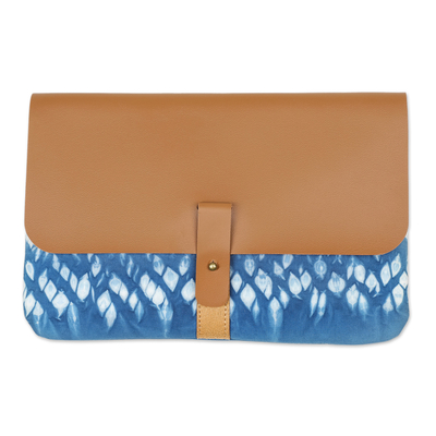 Blue Shibori Tie-Dyed Cotton Clutch Handbag