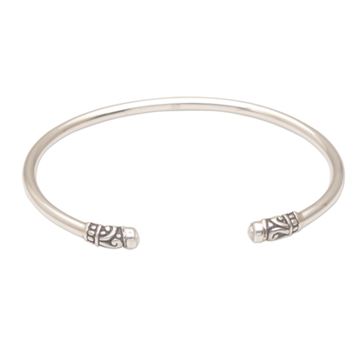 Feminine Cultured Pearl and Sterling Silver Cuff Bracelet
