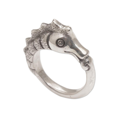 Sterling Silver Seahorse Motif Ring from Bali