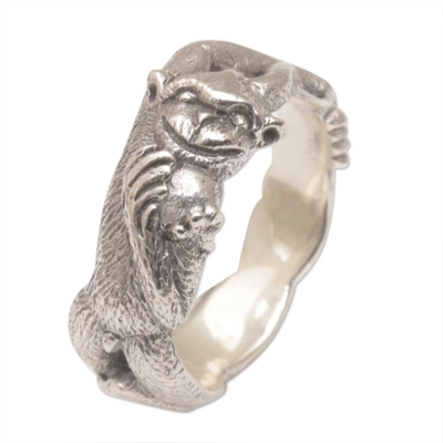 Sterling Silver Monkey Band Ring from Indonesia