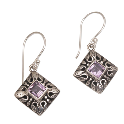 Fair Trade Purple Amethyst Diamond Shaped Dangle Earring