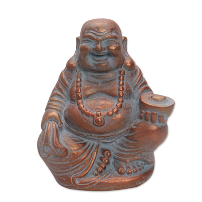 Hand Made Cast Stone Statuette of Laughing Buddha