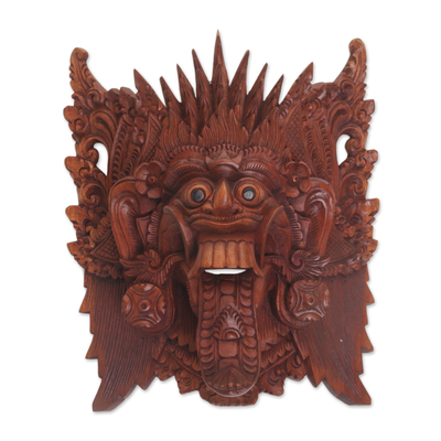 Hand Carved Suar Wood Wall Mask from Bali
