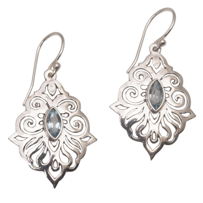 Hand Crafted Blue Topaz and Sterling Silver Dangle Earrings