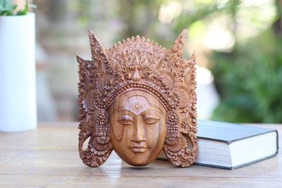 Handmade Indonesian Suar Wood Mask from Bali