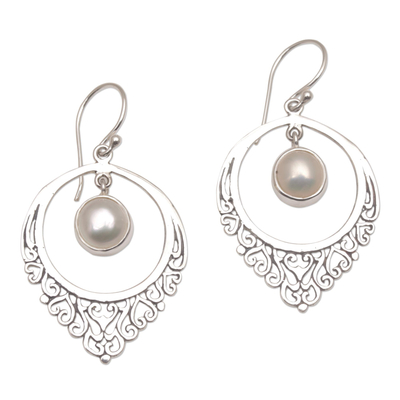 Handmade 925 Sterling Silver Cultured Mabe Pearl Earrings