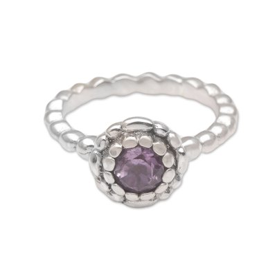 Single Stone Amethyst and Sterling Silver Ring