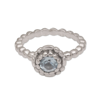 Sterling Silver and Blue Topaz Flower Ring from Bali
