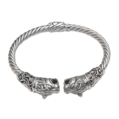 Artisan Handmade 925 Sterling Silver Tiger Cuff Bracelet