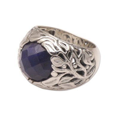 Handmade Balinese Sapphire and Sterling Silver Cocktail Ring