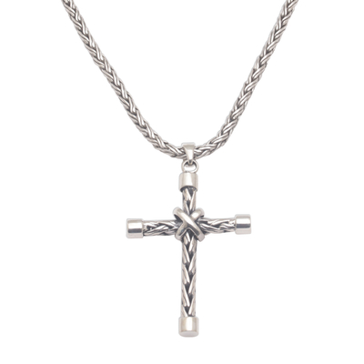 Sterling Silver Cross Pendant Necklace Handcrafted in Bali