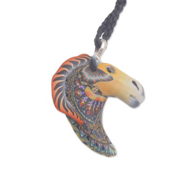 Artisan Handmade Polymer Clay Horse Pendant Necklace
