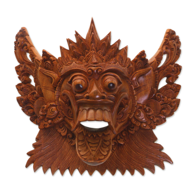 Acacia Wood Wall Mask of a Demon Queen from Bali