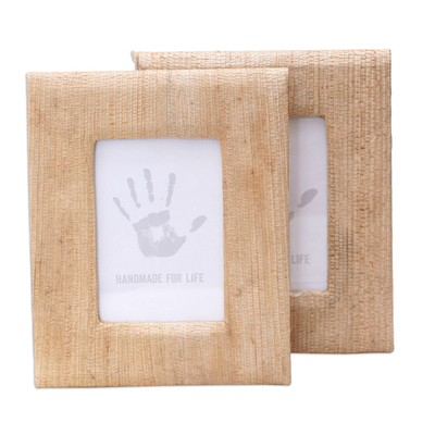 Small Natural Fiber Photo Frames in Beige (Pair, 3x5)